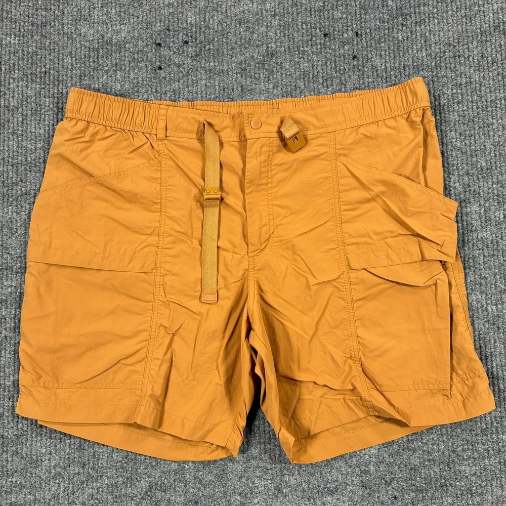 Eddie Bauer Mens Hiking Cargo Shorts Size 2XL Orange Nylon Belt Outdoor Trail